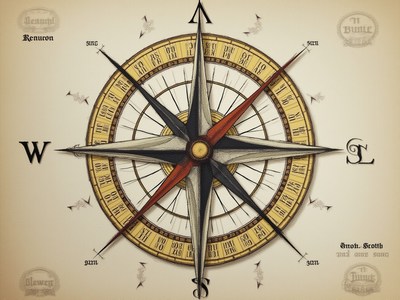 Intricate compass design with detailed cardinal directions