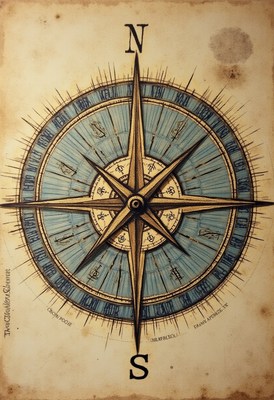 Vintage compass design showcasing cardinal directions