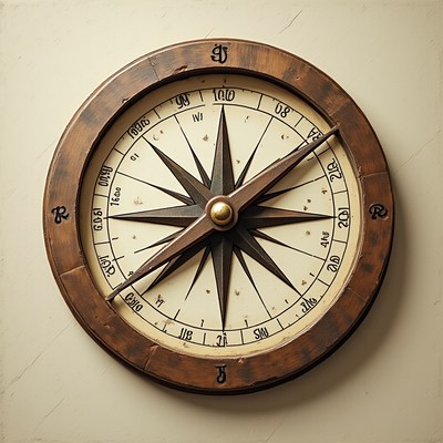 Vintage compass mounted on a wall in a cozy room