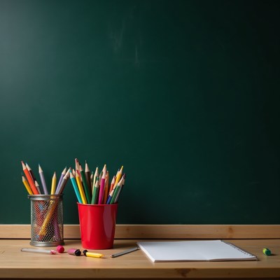 Stationery tools ready for creative activities on a desk