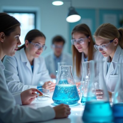 Science students experiment in the lab