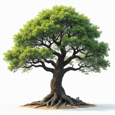 Impressive tree with lush green leaves and strong roots