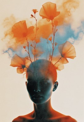 Creative artwork featuring flowers and a silhouette