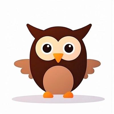 Cute cartoon owl standing with wings outspread