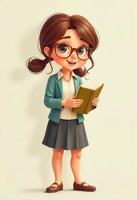 Young girl enjoys reading in cozy outfit with glasses