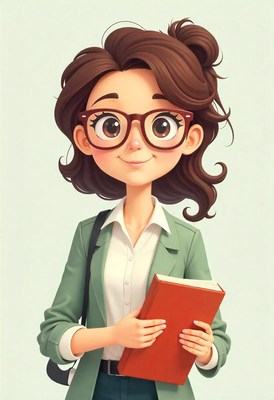 Young woman holding a book in a light green blazer