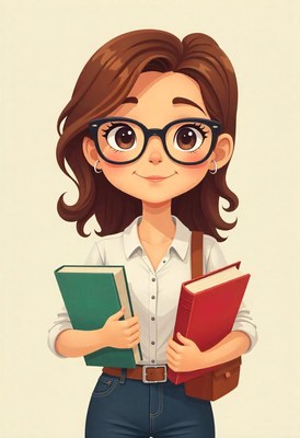 Young woman with books in cozy environment