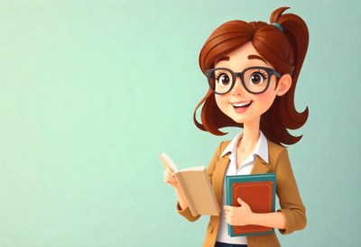 Smiling student reading books in a cheerful setting