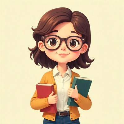 Cheerful student holds books in cozy sweater