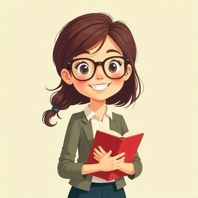 Young girl reading a book and smiling happily