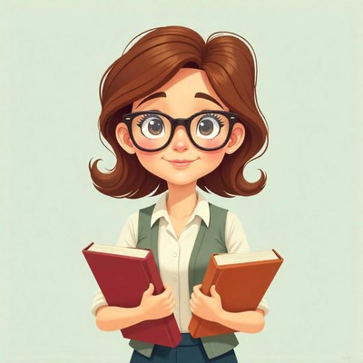 Young woman holding books with a friendly smile