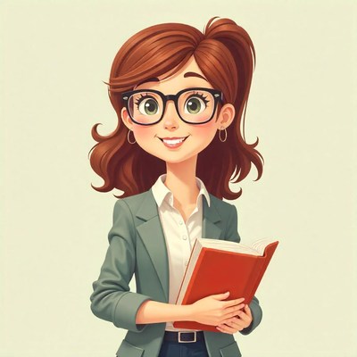 Young woman holding a book and smiling brightly indoors