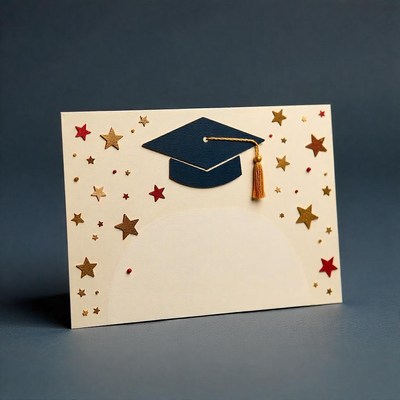 Graduation card with cap and stars design