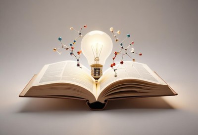 Creative concept of knowledge with light bulb and book