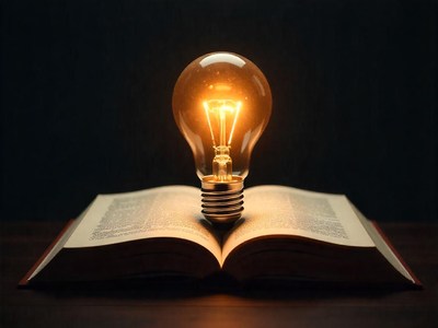 Creative concept of illumination from an open book