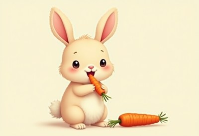 Cute bunny enjoying a carrot in a playful manner