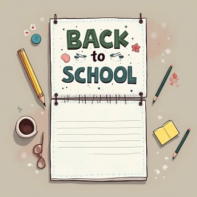 Back to school supplies and planning layout