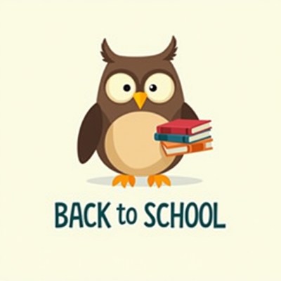 Cute owl carrying books for back to school preparation