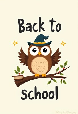 Cute owl welcomes students back to school season