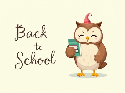 Cute owl character welcomes students back to school