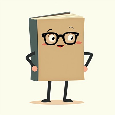 Cheerful cartoon character in glasses