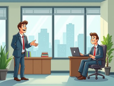 Business professionals discussing ideas in modern office