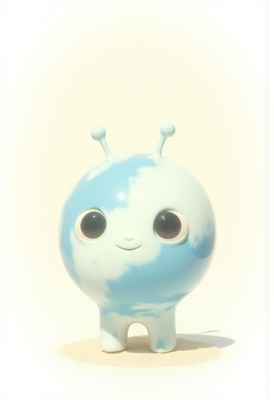 Cute cartoon character with a globe design and antennas