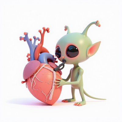 Unique creature explores colorful heart anatomy