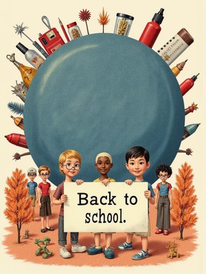 Kids celebrate return to school with cheerful expressions