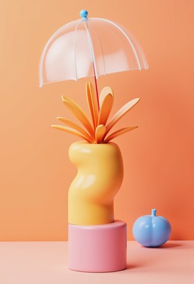 Stylish tabletop decor featuring colorful abstract elements