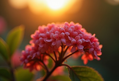 Stunning pink flowers bloom at sunset in nature