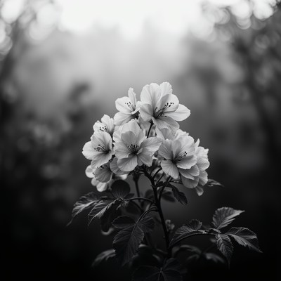 Beautiful black and white flowers blooming in nature