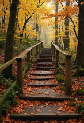 Pathway through a vibrant autumn forest