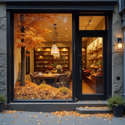 Cozy autumn display in a stylish urban dining area
