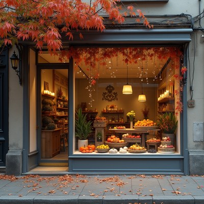 Cozy autumn market display with fresh produce