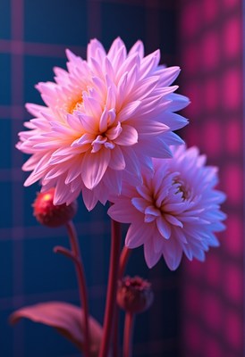 Beautiful pink flowers in a vibrant setting at night