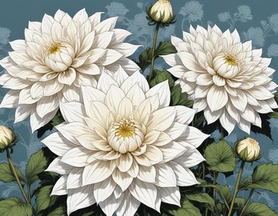 Elegant white flowers bloom against a serene backdrop