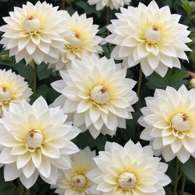 Beautiful white flowers bloom in a vibrant garden display