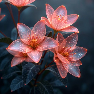 Vibrant flowers bloom in a serene garden setting