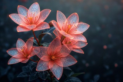 Vibrant flowers glisten with droplets in a serene garden