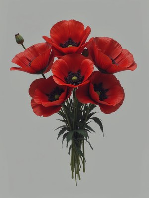 Bright red flowers arranged beautifully in a bouquet