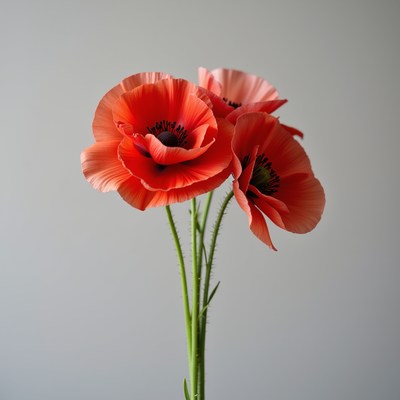 Vibrant red poppies in a simple vase