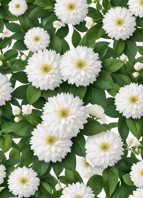 Vibrant white flowers surrounded by lush green leaves
