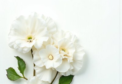 Delicate white flowers arranged on a clean background