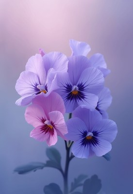 Beautiful violet and pink flowers with soft background
