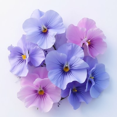 Beautiful pansy flowers in soft pastel colors