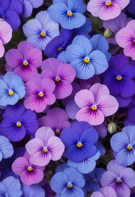 Colorful pansies blooming in a garden
