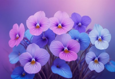Beautiful purple and blue flowers in a soft background