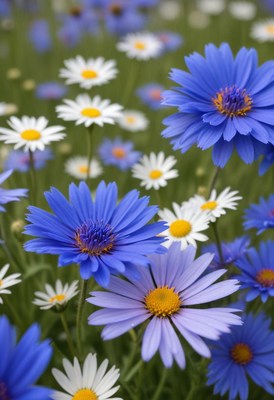 Colorful wildflowers bloom in a sunny meadow