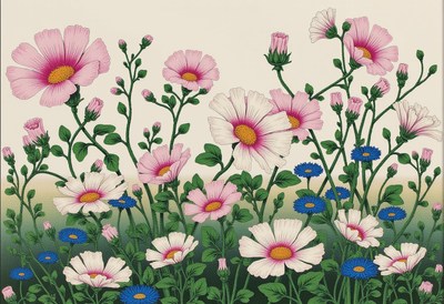 Colorful blooming flowers in a vibrant garden landscape